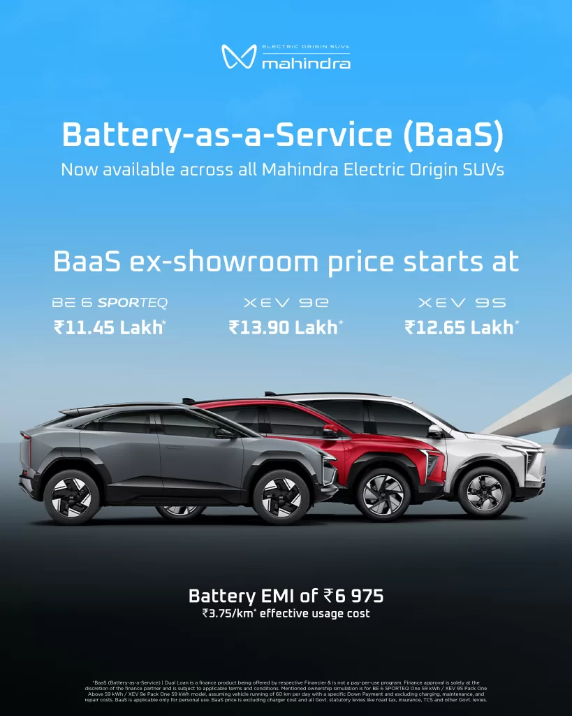 Mahindra Expands Battery-as-a-Service Across Its Electric Origin SUV Portfolio