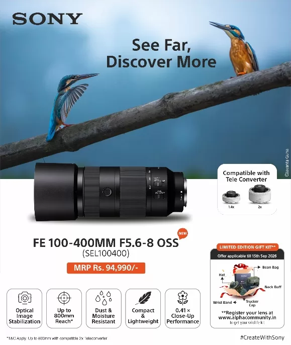 Sony India Unveils FE 100-400mm F5.6-8 OSS Super Telephoto Zoom Lens