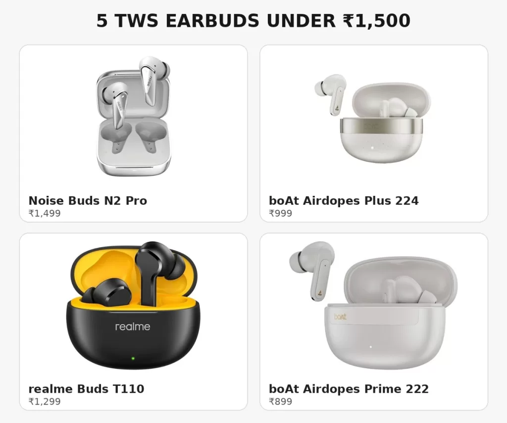 Five TWS Earbuds Under ₹1,500 to Consider This Festive Season